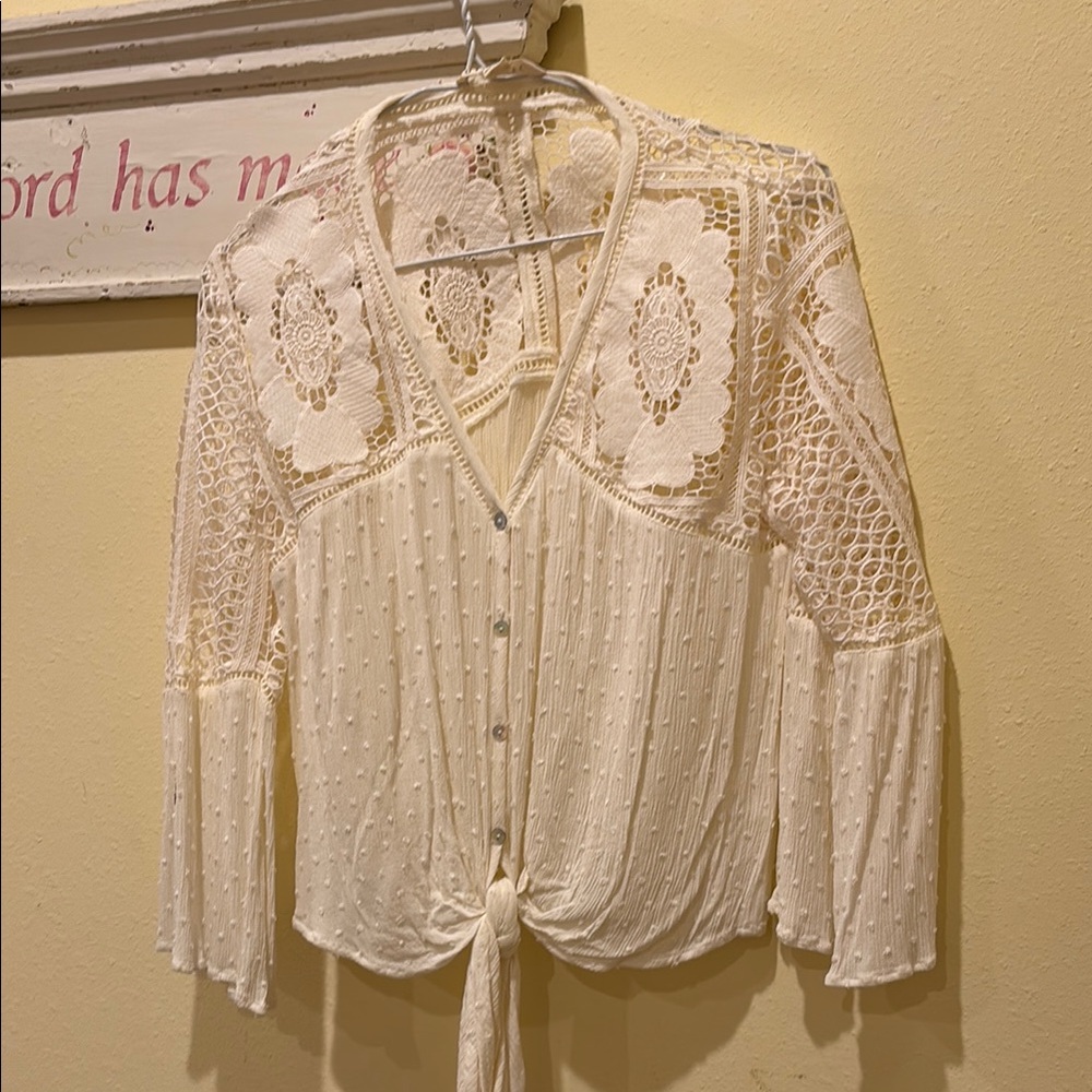 Elegant Cream Lace Women's Top